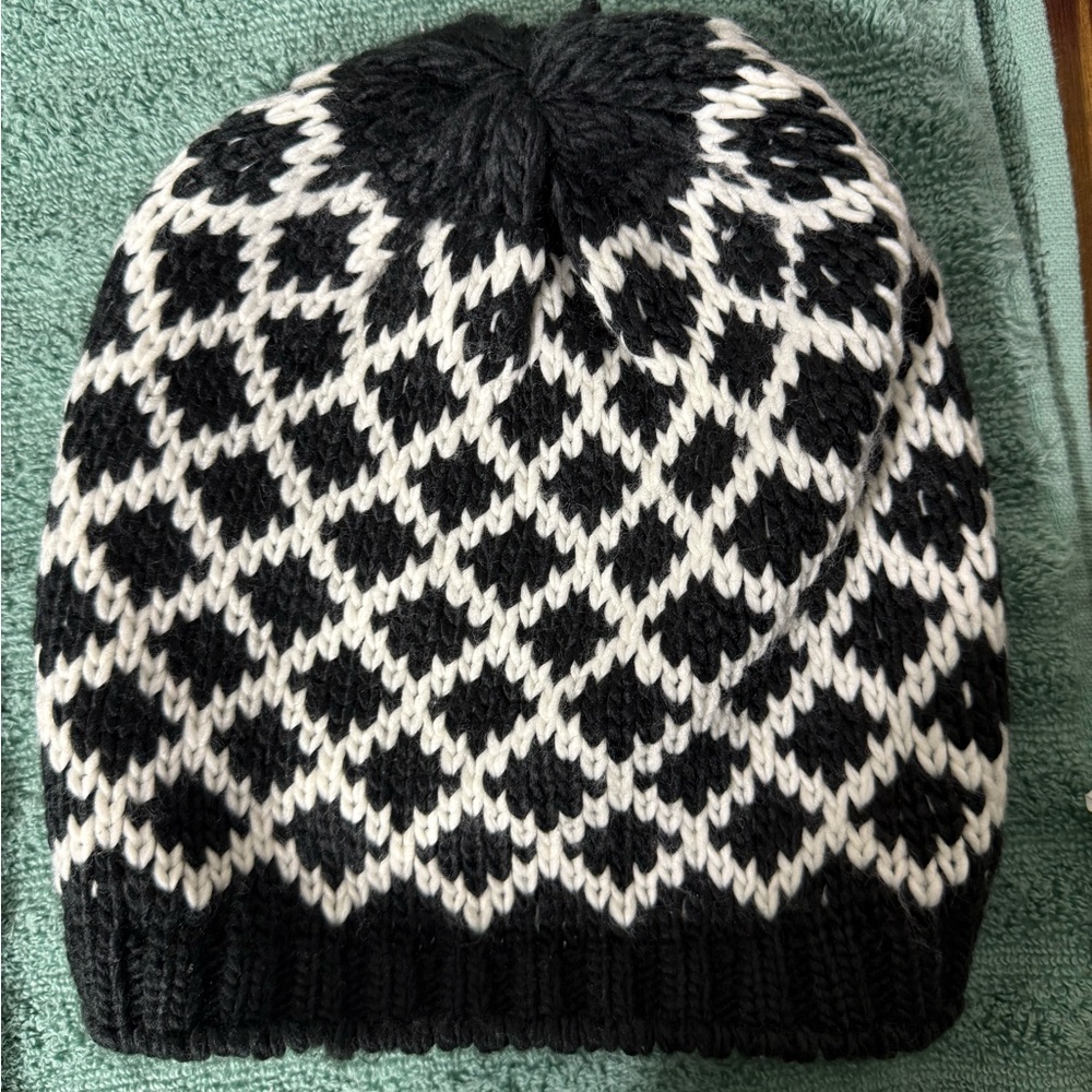 Black and White Knit Beanie